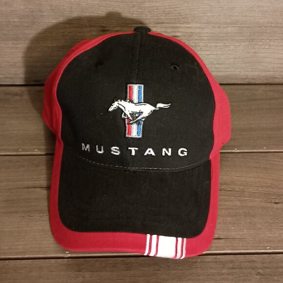 Mustang Baseball Cap Hat Adjustable Strap Checkered Flag Sports - Picture 2 of 11
